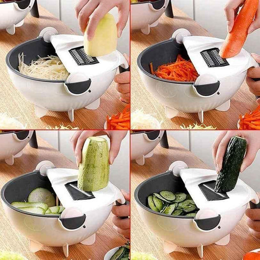 Vegetable Cutter- 7 in 1 Multifunction Magic Rotate Vegetable Cutte
